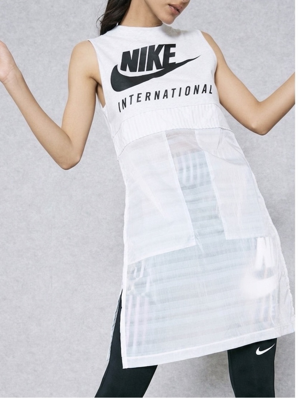 International Mixed Media Sheer Layering Tunic Dress Size XS